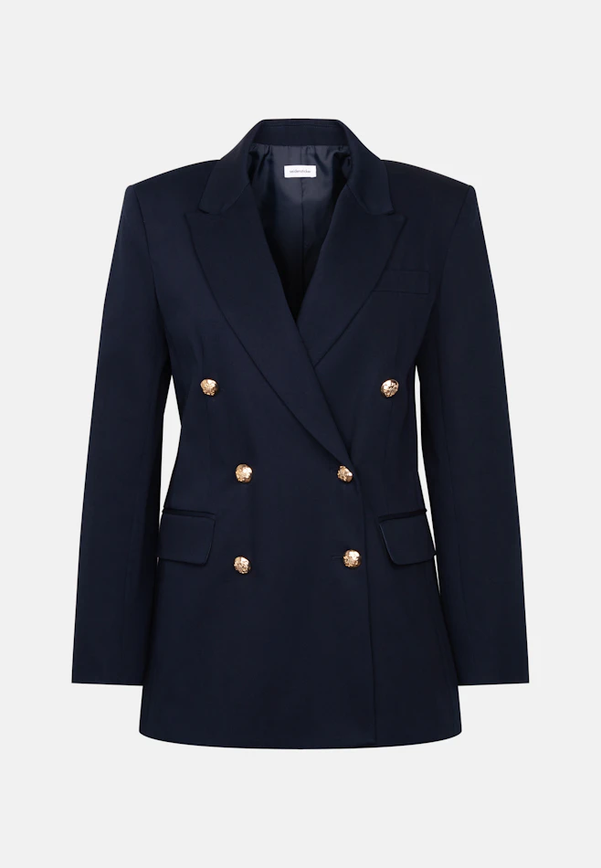 Zweireihiger Blazer mit Pattentaschen aus Baumwolltwill in Dunkelblau | Seidensticker Onlineshop