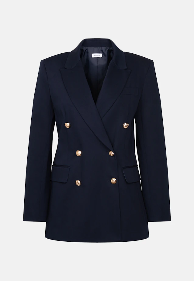 Double-breasted blazer with flap pockets in cotton twill in Dunkelblau |  Seidensticker Onlineshop