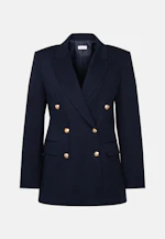 Zweireihiger Blazer mit Pattentaschen aus Baumwolltwill in Dunkelblau |  Seidensticker Onlineshop