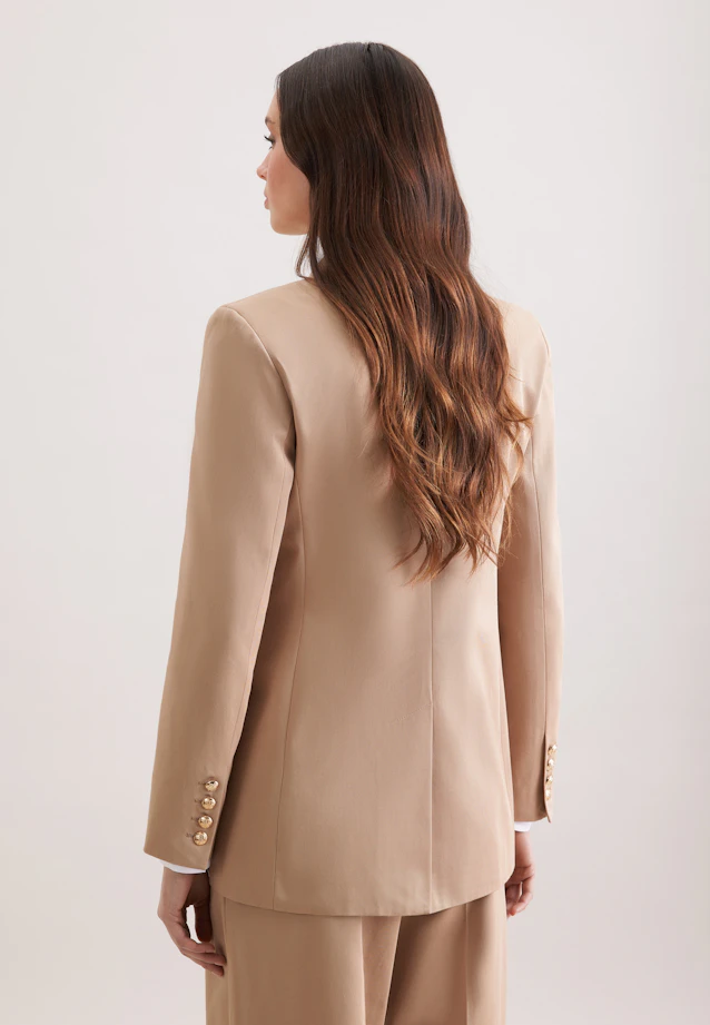 Double-breasted blazer with flap pockets in cotton twill in Beige |  Seidensticker Onlineshop