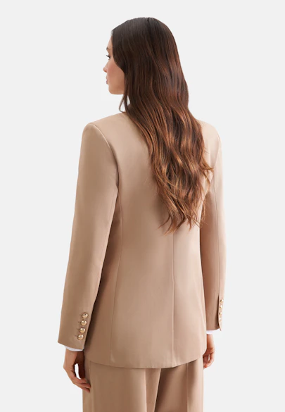 Zweireihiger Blazer mit Pattentaschen aus Baumwolltwill in Beige | Seidensticker Onlineshop