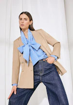 Double-breasted blazer with flap pockets in cotton twill in Beige |  Seidensticker Onlineshop