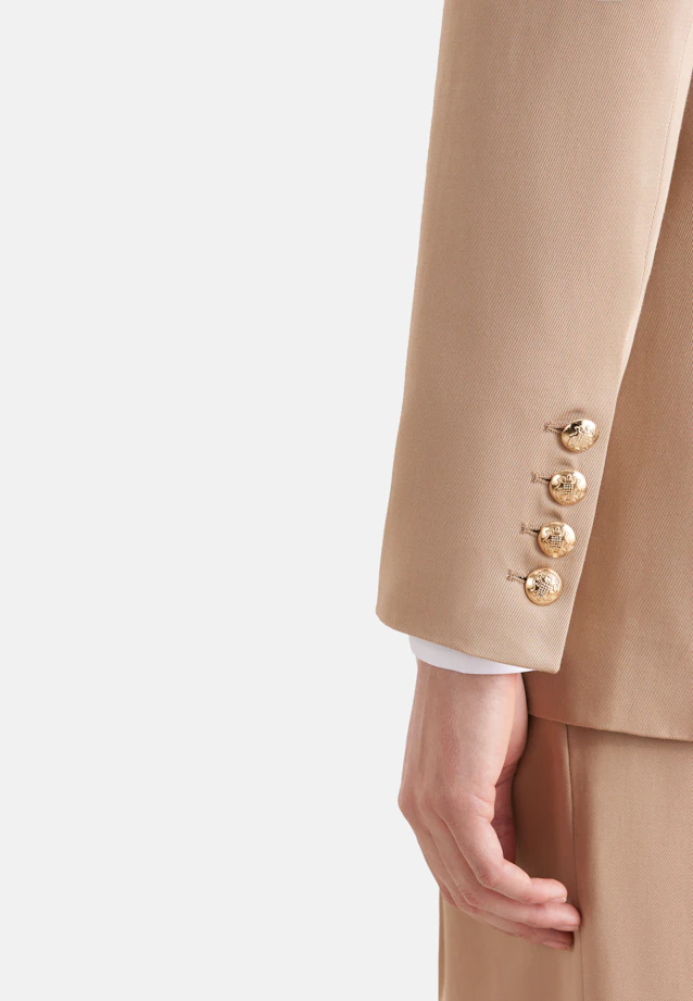 Zweireihiger Blazer mit Pattentaschen aus Baumwolltwill in Beige |  Seidensticker Onlineshop