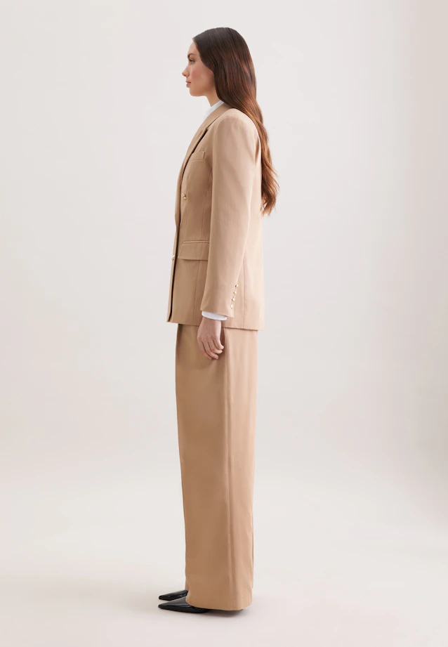 Double-breasted blazer with flap pockets in cotton twill in Beige |  Seidensticker Onlineshop