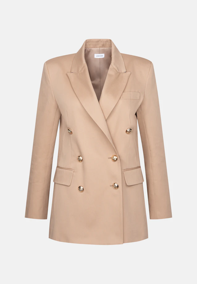 Zweireihiger Blazer mit Pattentaschen aus Baumwolltwill in Beige |  Seidensticker Onlineshop
