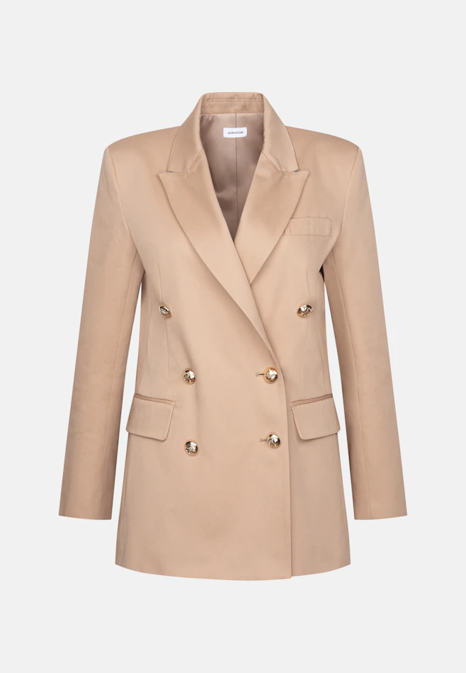 Zweireihiger Blazer mit Pattentaschen aus Baumwolltwill in Beige | Seidensticker Onlineshop