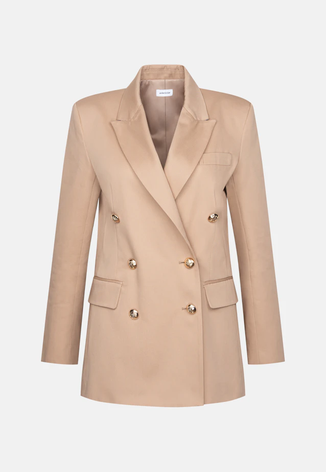 Double-breasted blazer with flap pockets in cotton twill in Beige |  Seidensticker Onlineshop
