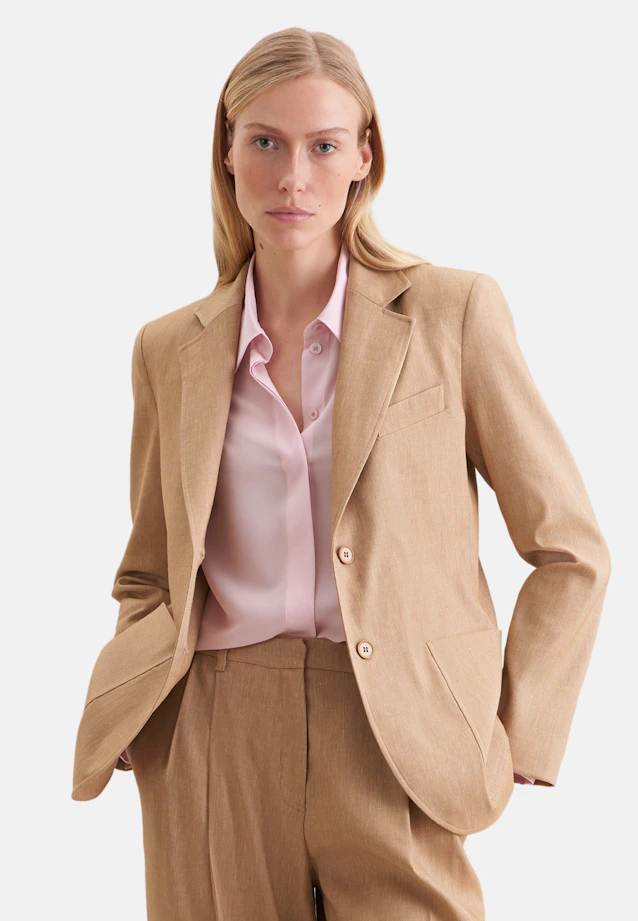 Zweiknopf Twill Blazer aus Leinen Mix in Beige |  Seidensticker Onlineshop