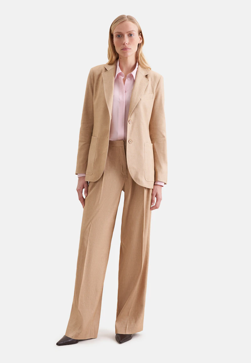 Two-button twill blazer in linen mix