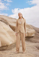 Zweiknopf Twill Blazer aus Leinen Mix in Beige |  Seidensticker Onlineshop