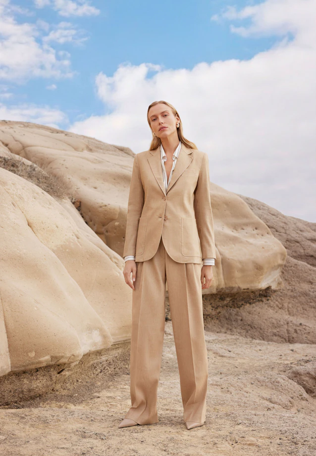 Zweiknopf Twill Blazer aus Leinen Mix in Beige |  Seidensticker Onlineshop