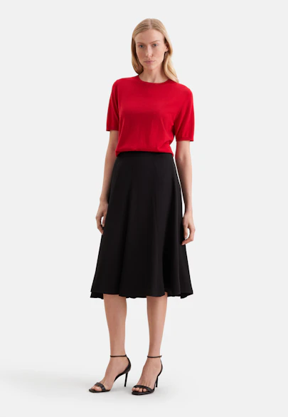 Wide swinging satin panel skirt in Schwarz |  Seidensticker Onlineshop