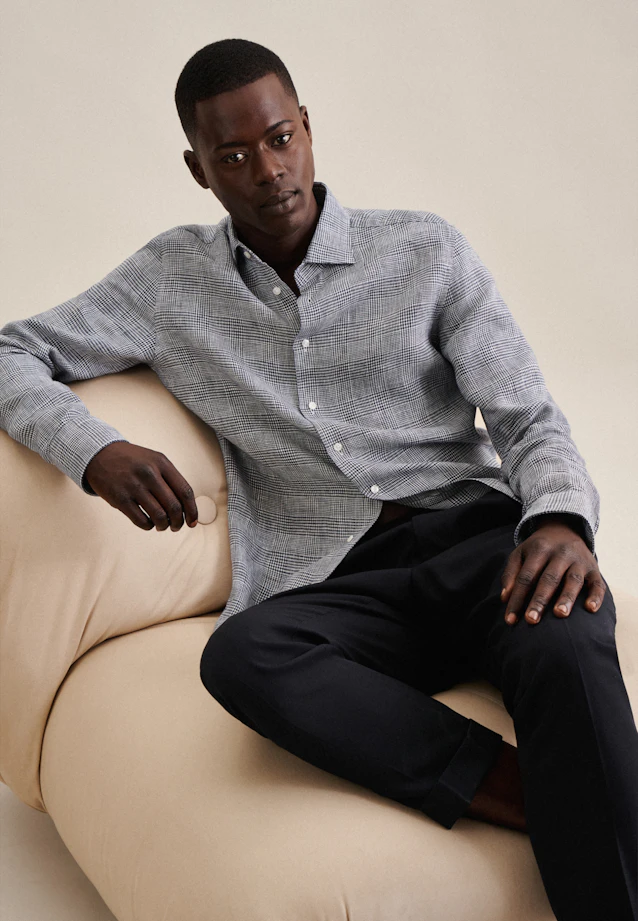 Shaped Business Hemd Karo in Dunkelblau |  Seidensticker Onlineshop