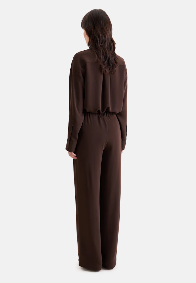 Flowing trousers with elastic waistband and belt loops in Braun | Seidensticker online shop