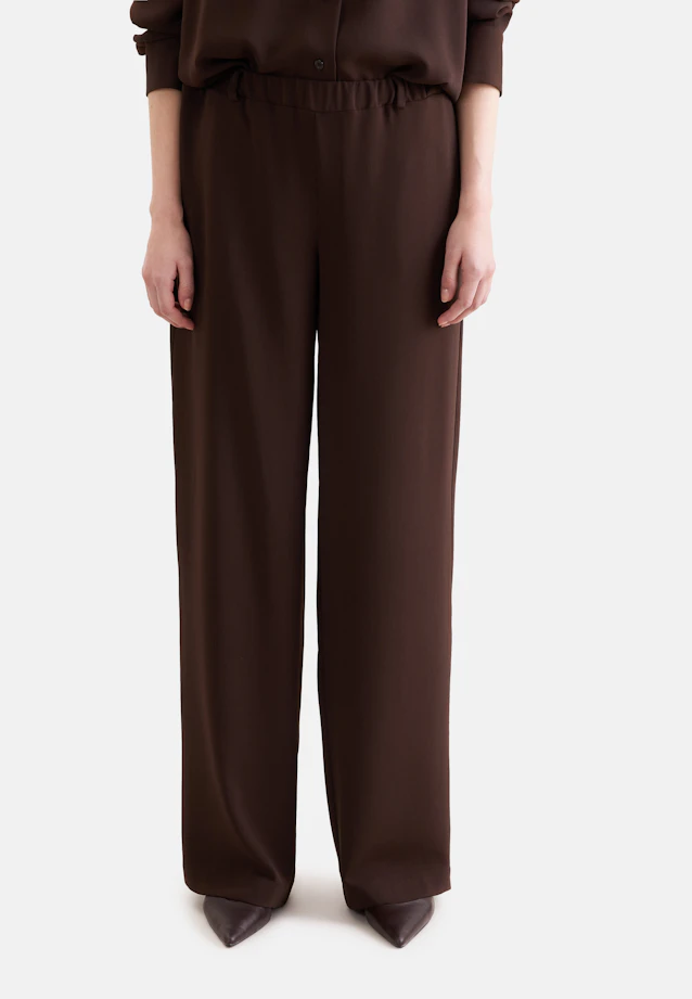 Flowing trousers with elastic waistband and belt loops in Braun |  Seidensticker Onlineshop
