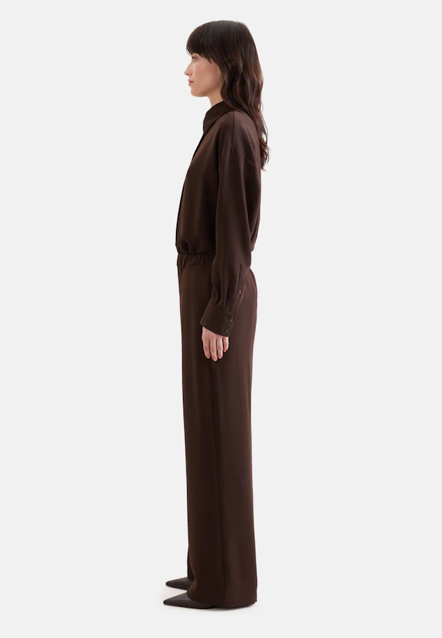Flowing trousers with elastic waistband and belt loops in Braun |  Seidensticker Onlineshop