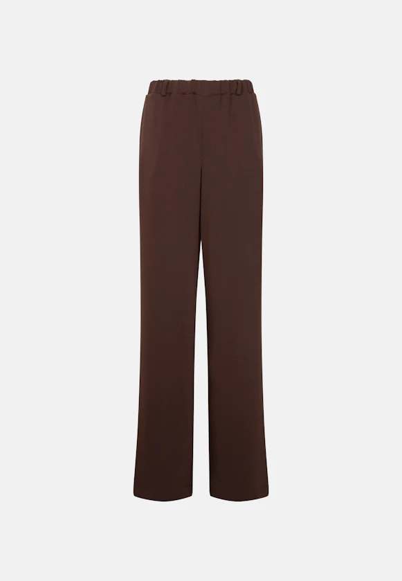 Flowing trousers with elastic waistband and belt loops in Braun |  Seidensticker Onlineshop