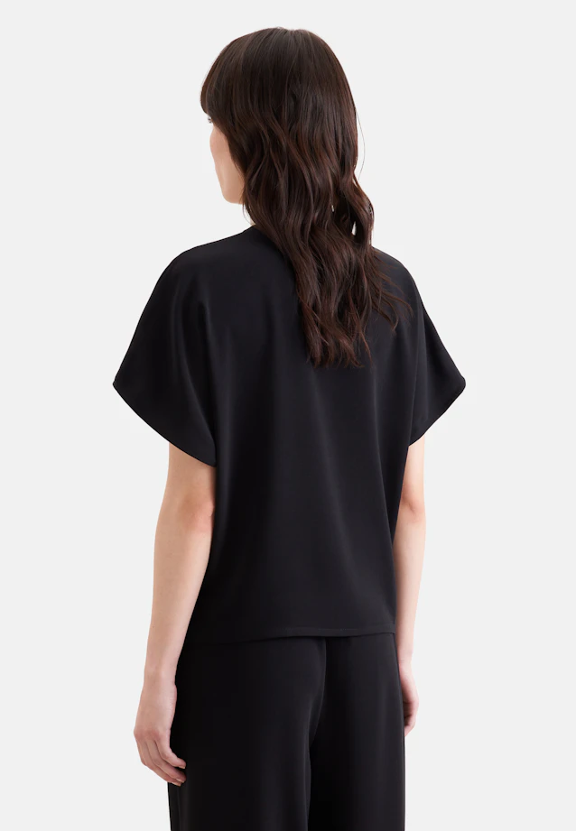Wrap blouse Uni in Schwarz |  Seidensticker Onlineshop