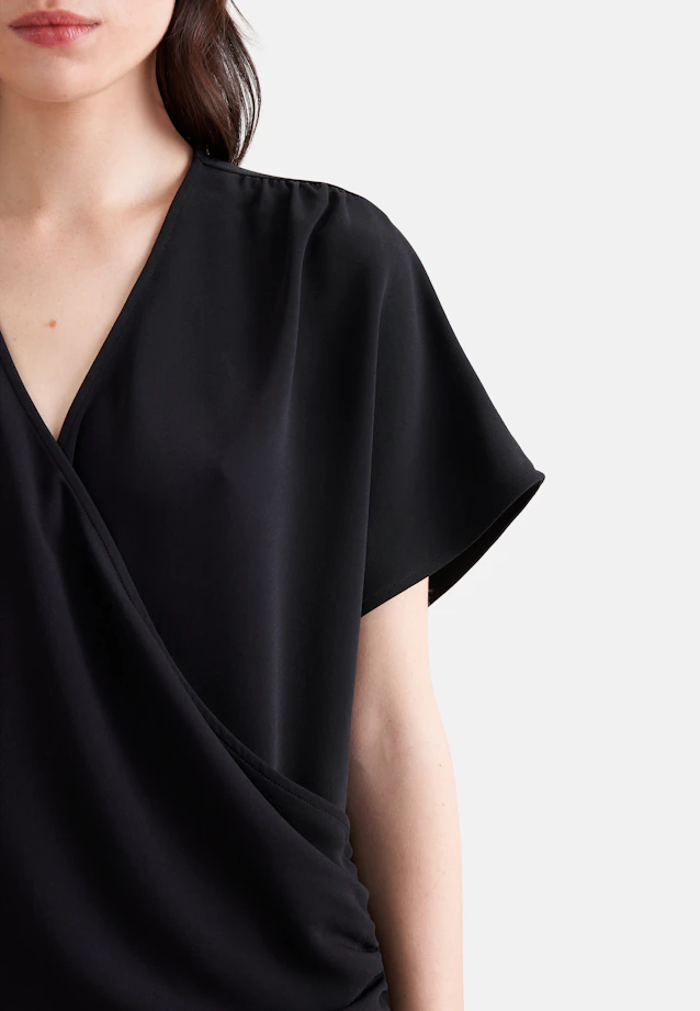 Wrap blouse Uni in Schwarz |  Seidensticker Onlineshop