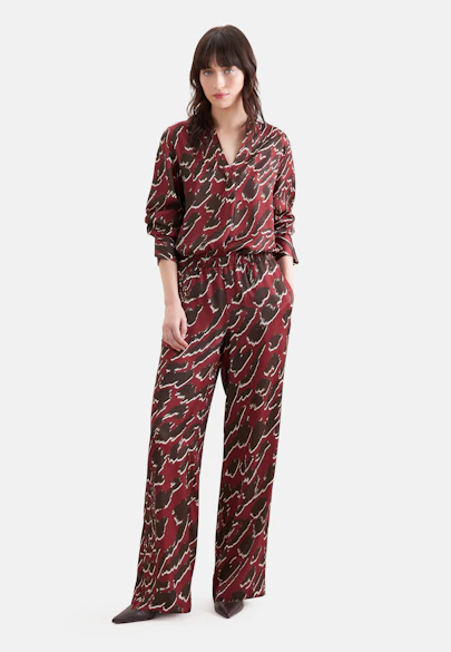 Pantalon fluide avec ceinture élastique et passants de ceinture in Rouge |  Seidensticker Onlineshop
