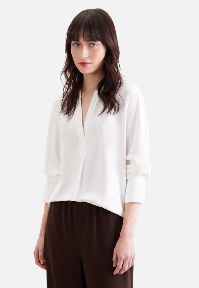 Flowing tunic with stand-up collar in Weiß | Seidensticker online shop