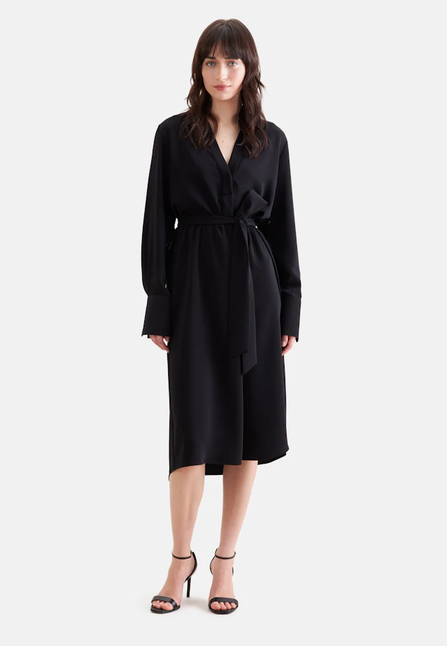 Flowing tunic dress with stand-up collar in Schwarz |  Seidensticker Onlineshop