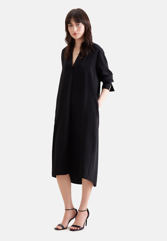 Flowing tunic dress with stand-up collar in Schwarz |  Seidensticker Onlineshop
