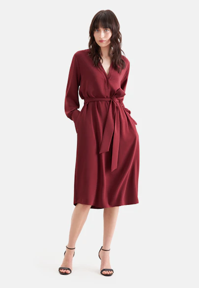 Flowing tunic dress with stand-up collar in Rot |  Seidensticker Onlineshop