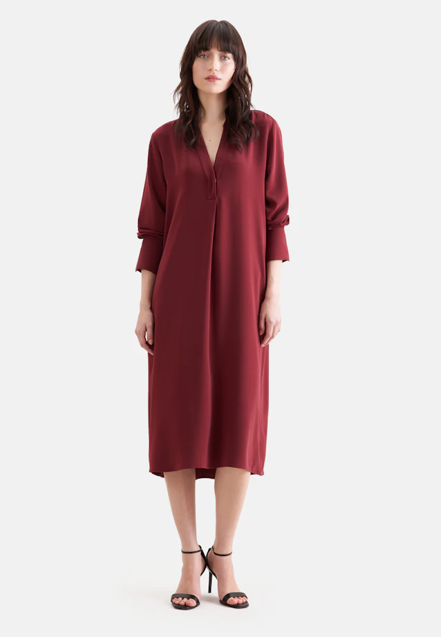 Flowing tunic dress with stand-up collar in Rot |  Seidensticker Onlineshop