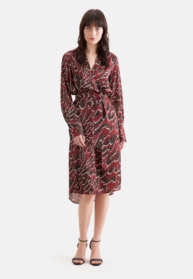 Satin tunic dress with stand-up collar in Rot | Seidensticker online shop