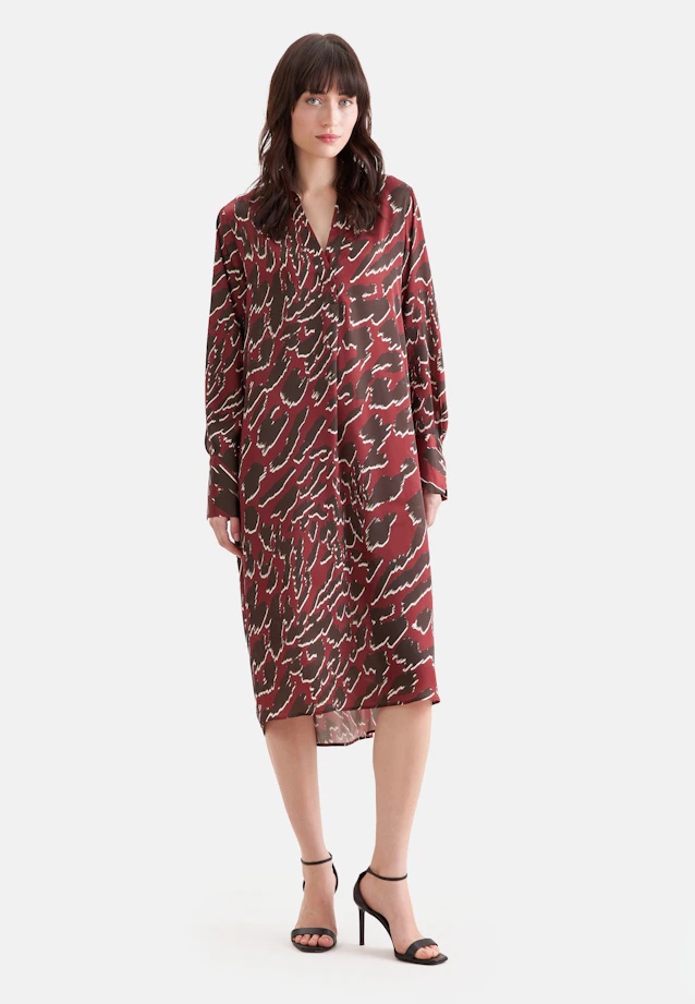 Satin tunic dress with stand-up collar in Rot |  Seidensticker Onlineshop