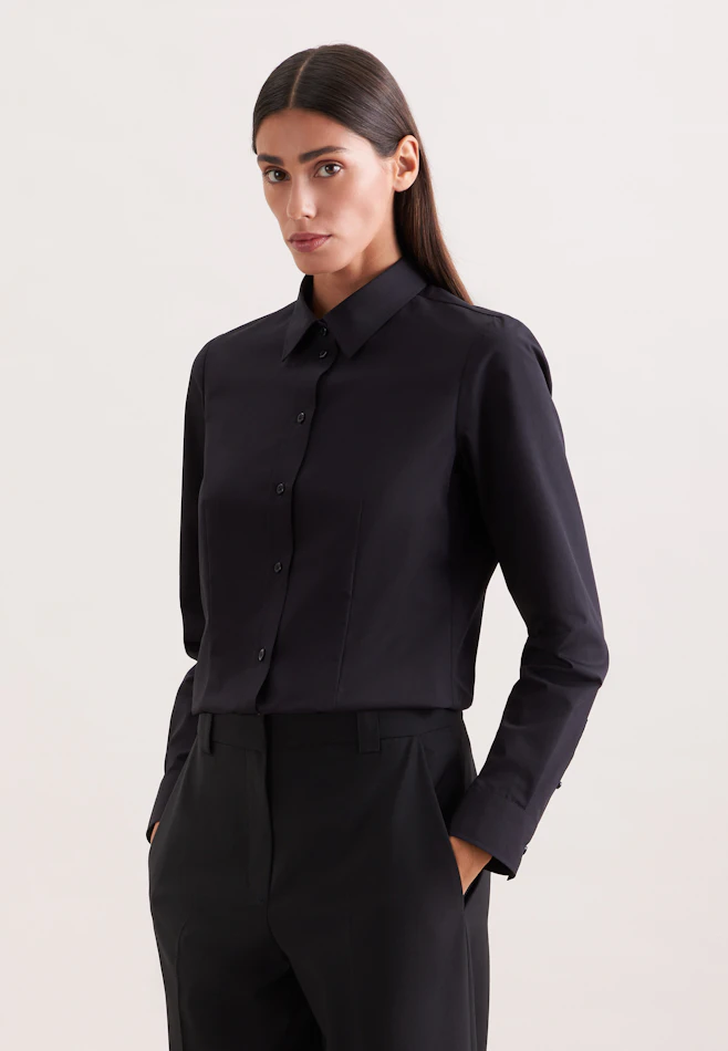 Klassische Bluse Uni in Schwarz | Seidensticker Onlineshop