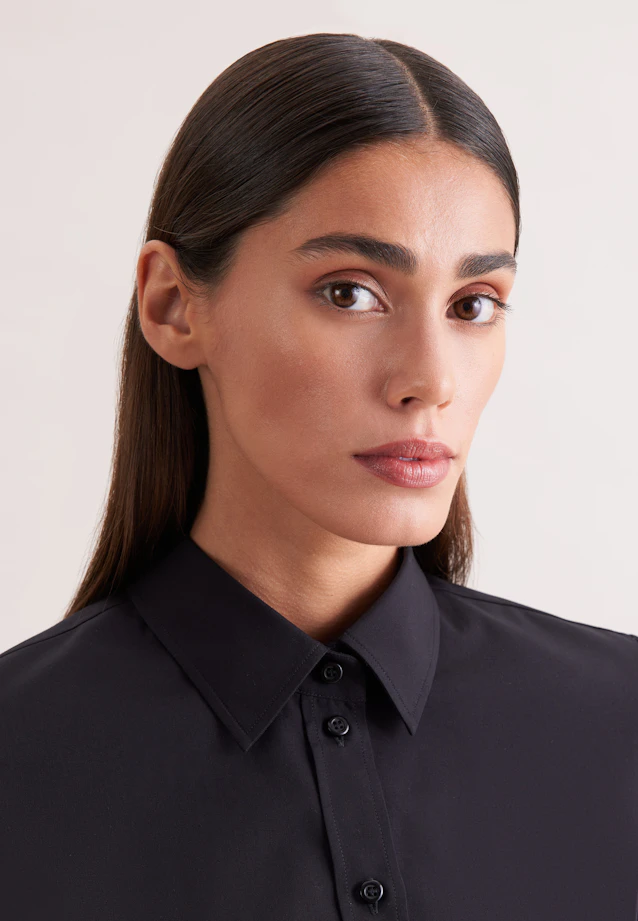 Klassische Bluse Uni in Schwarz |  Seidensticker Onlineshop