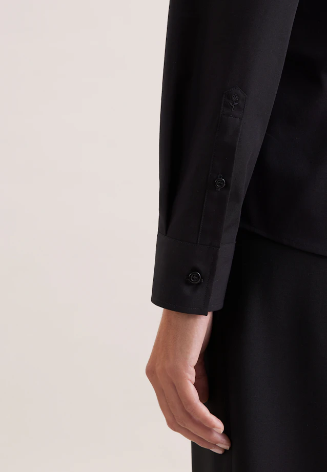 Klassische Bluse Uni in Schwarz |  Seidensticker Onlineshop