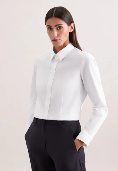 Klassische Bluse Uni in Weiß |  Seidensticker Onlineshop
