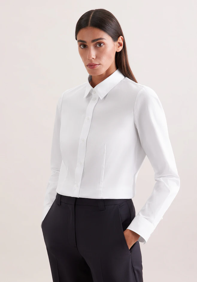 Klassische Bluse Uni in Weiß | Seidensticker Onlineshop