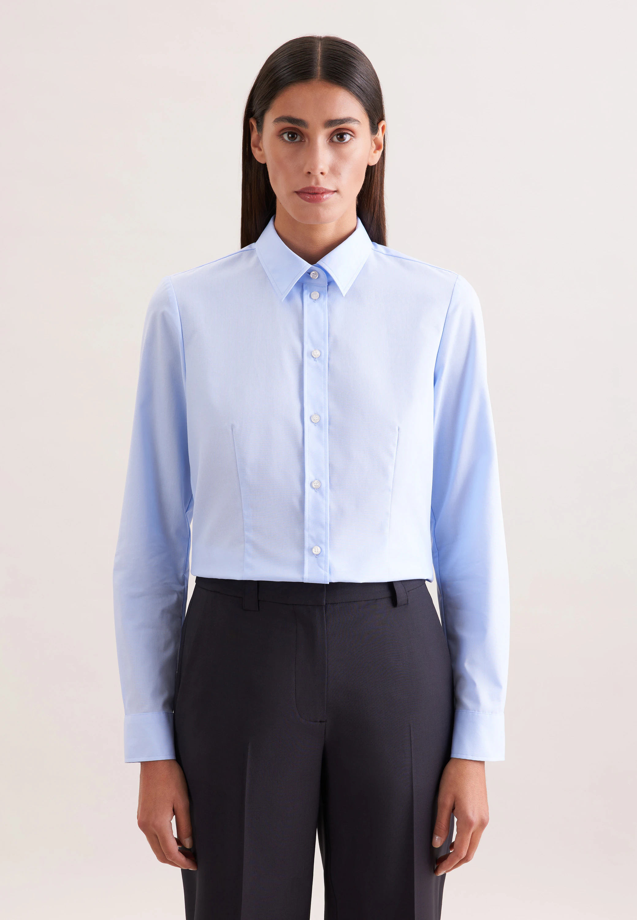 Klassische Bluse Uni Blau XXL