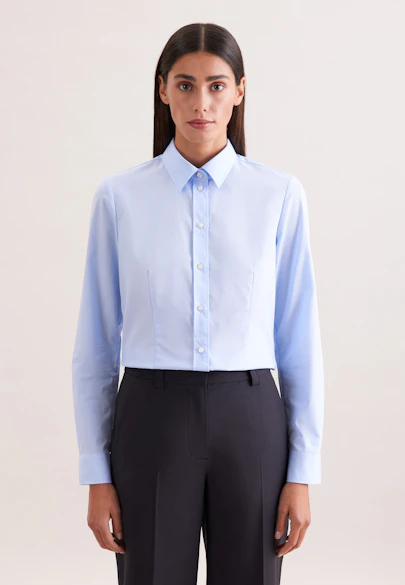 Klassische Bluse Uni in Hellblau |  Seidensticker Onlineshop