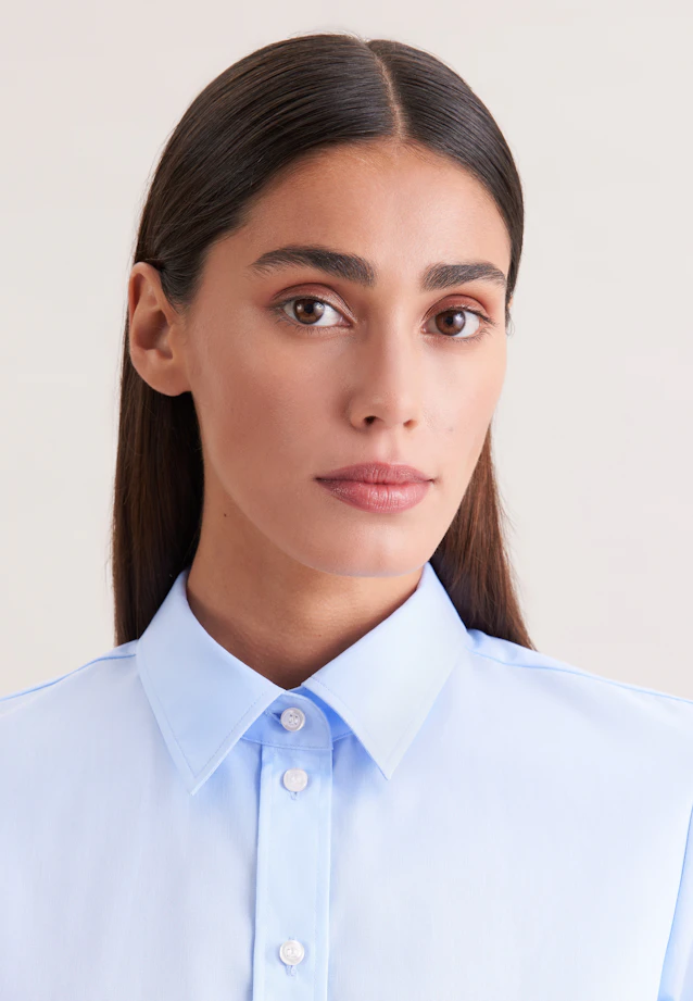 Klassische Bluse Uni in Hellblau |  Seidensticker Onlineshop