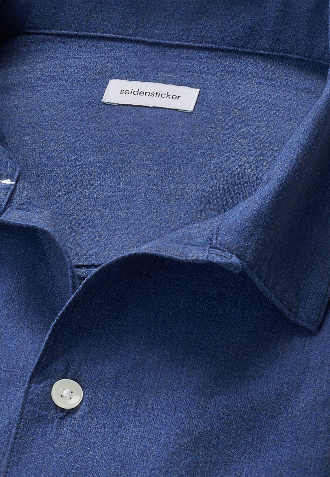 Regular Chemise resort Uni dans Bleu Foncé | Boutique en ligne Seidensticker