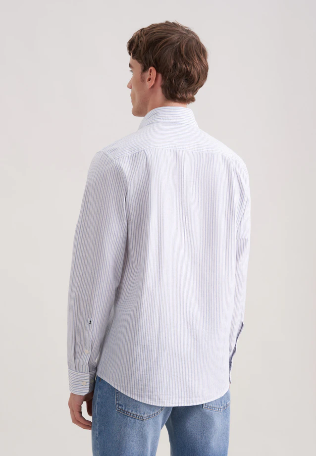 Regular Chemise en lin Rayures in Bleu Clair |  Seidensticker Onlineshop