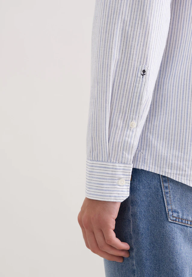 Regular Chemise en lin Rayures in Bleu Clair |  Seidensticker Onlineshop