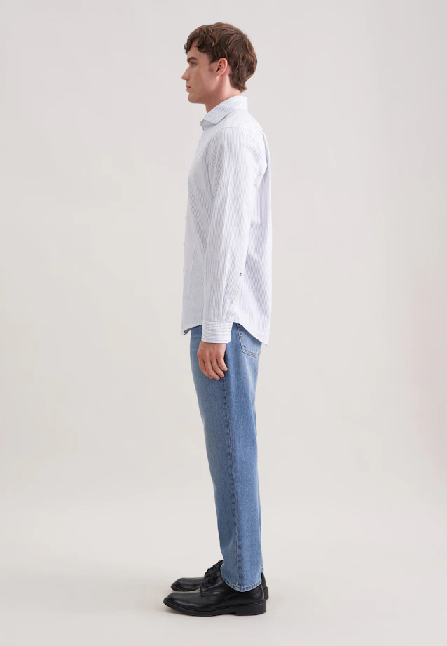 Regular Chemise en lin Rayures in Bleu Clair |  Seidensticker Onlineshop