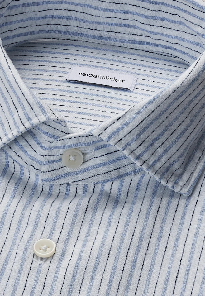 Regular Chemise en lin Rayures dans Bleu Clair | Boutique en ligne Seidensticker