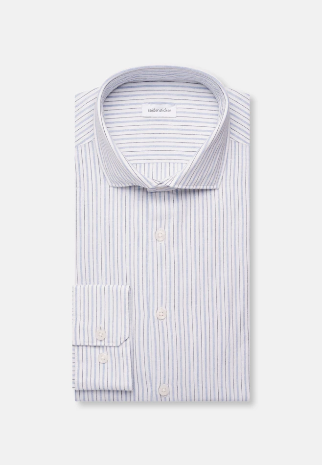 Regular Chemise en lin Rayures dans Bleu Clair | Boutique en ligne Seidensticker