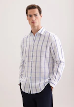 Regular Linen shirt Check in Mittelblau |  Seidensticker Onlineshop