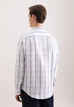 Regular Linen shirt Check in Mittelblau |  Seidensticker Onlineshop