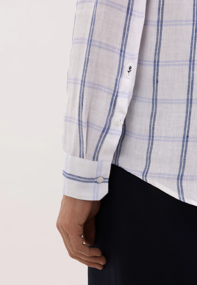Regular Linen shirt Check in Mittelblau |  Seidensticker Onlineshop