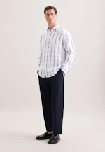 Regular Linen shirt Check in Mittelblau |  Seidensticker Onlineshop
