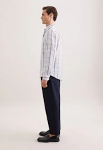Regular Linen shirt Check in Mittelblau |  Seidensticker Onlineshop